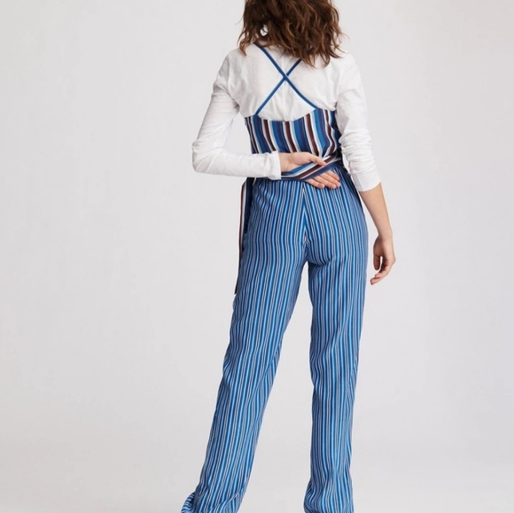 Rag & Bone Felix Stripe Jumpsuit V-neck Criss-Cross back - Picture 3 of 14